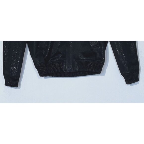 New Zara Black Metallic Pockets Snap Front Insulated Moto Bomber Jacket - Picture 9 of 10